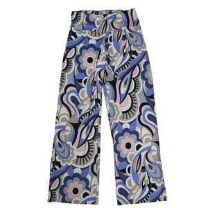 Last Tango Retro Psychedelic Boho Women Wide Leg Palazzo Pants Blue Multi Medium